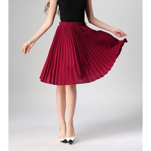 Spódnica Plisowana Midi Bordowa Katie