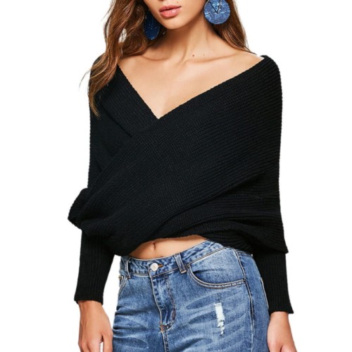 Miękki Sweter Szal Z Rękawami Czarny Hollie