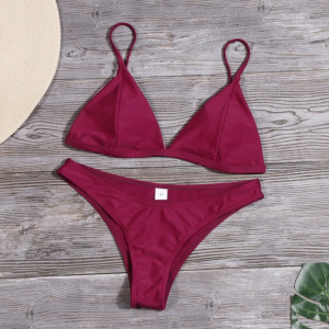 Klasyczne Bikini Trójkąt Strój Kąpielowy Bordowy Ava