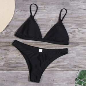 Klasyczne Bikini Trójkąt Strój Kąpielowy Czarny Ava