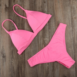 Klasyczne Bikini Trójkąt Strój Kąpielowy Różowy Ava