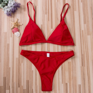 Klasyczne Bikini Trójkąt Strój Kąpielowy Czerwony Ava