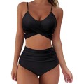 Strój Kąpielowy Bikini Wiązanie Wysoki Stan Czarny Rue.jpg