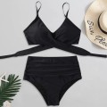 Strój Kąpielowy Bikini Wiązanie Wysoki Stan Czarny Rue.jpg