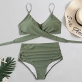Strój Kąpielowy Bikini Wiązanie Wysoki Stan Zielony Rue .jpg