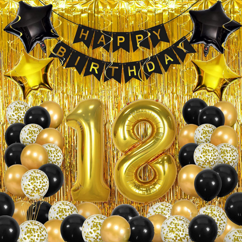 Zestaw Dekoracyjny Balony Na 18 Urodziny Imprezowa Kurtyna