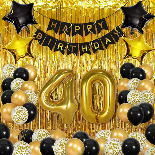 Zestaw Dekoracyjny Balony Na 40  Urodziny Imprezowa Kurtyna 