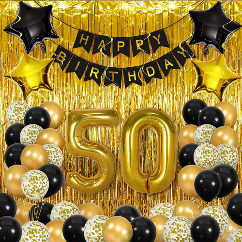 Zestaw Dekoracyjny Balony Na 50  Urodziny Imprezowa Kurtyna  