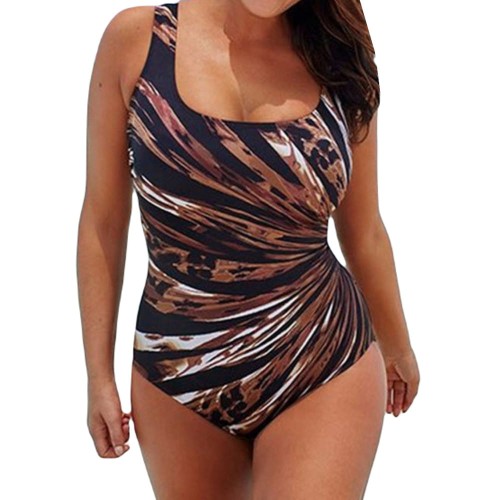 Jednoczęściowy Strój Kąpielowy W Paski Brąz Inoa