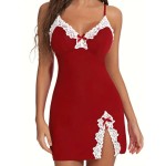 Bielizna Damska Koszulka Nocna Koronkowa Czerwona Lacey