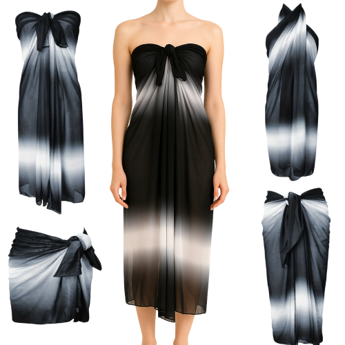 Pareo Tunika Chusta Plażowa Czarno Biała