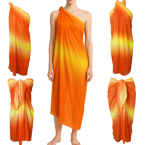 Pareo Tunika Chusta Plażowa Pomarańczowo Żółta