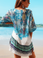 Tunika Plażowa We Wzory Niebieska Oahu