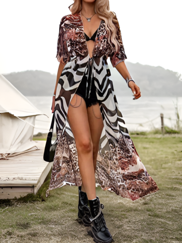 Długa Tunika Plażowa Noreen W Zwierzęcy Wzór