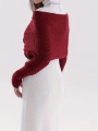 Sweter Szal Z Rękawami Bordowy Dolores