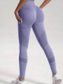 Sportowe Legginsy Damskie Wysoki Stan Fioletowe