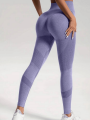 Sportowe Legginsy Damskie Wysoki Stan Fioletowe