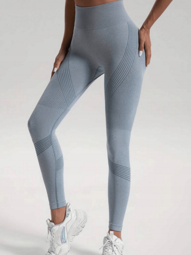 Sportowe Legginsy Damskie Wysoki Stan Niebieskie