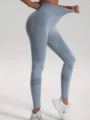 Sportowe Legginsy Damskie Wysoki Stan Niebieskie