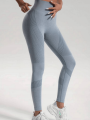 Sportowe Legginsy Damskie Wysoki Stan Niebieskie
