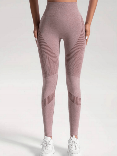 Sportowe Legginsy Damskie Wysoki Stan Różowe