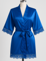 Szlafrok Damski Z Koronką Niebieski Estrella