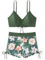 Strój Kąpielowy Dwuczęściowy Spodenki Wiązanie Zielony