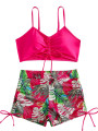 Strój Kąpielowy Dwuczęściowy z Szortami Różowy Korfu