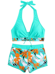 Strój Kąpielowy Dwuczęściowy z Szortami Turkus Nami
