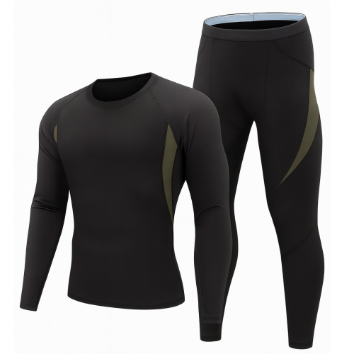 Męska Bielizna Termoaktywna Komplet Termiczny Czarny
