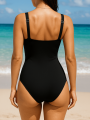 Jednoczęściowy Wyszczuplający Strój Kąpielowy Czarny Everly