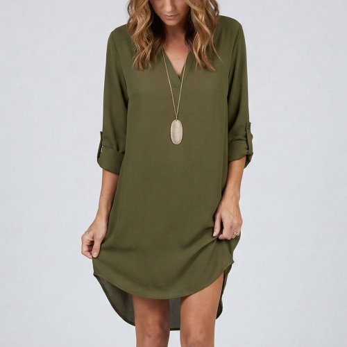 Asymetryczna Sukienka Tunika Khaki Noelia