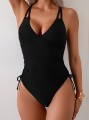 Wyszczuplający Jednoczęściowy Strój Kąpielowy Damski Czarny