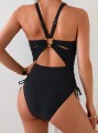 Wyszczuplający Jednoczęściowy Strój Kąpielowy Damski Czarny