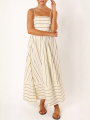 Letnia Modna Sukienka Maxi Oversize W Paski Krem