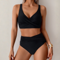 Strój Kąpielowy Bikini Wysoki Stan Czarny