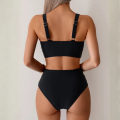 Strój Kąpielowy Bikini Wysoki Stan Czarny