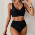Strój Kąpielowy Bikini Wysoki Stan Czarny